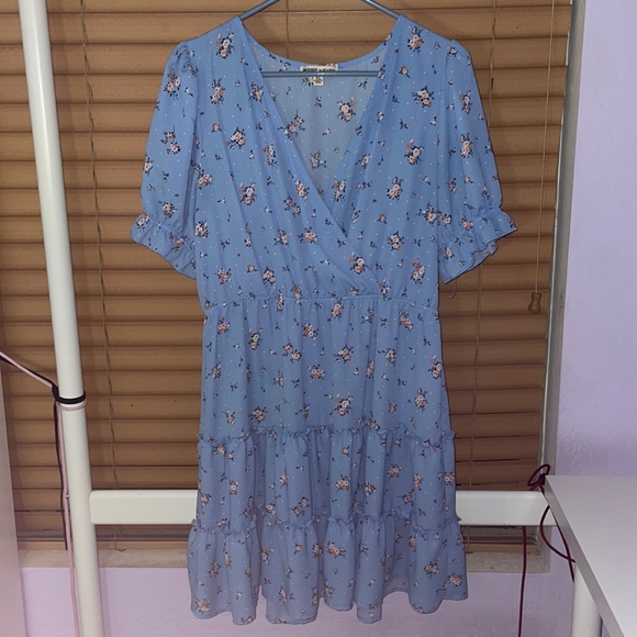 Inspired Hearts Dresses & Skirts - Blue floral tiered stretchy XL Inspired Hearts mini dress